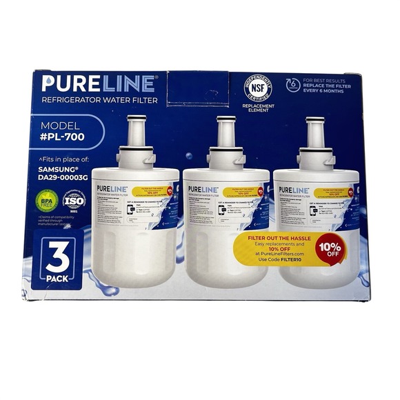 Pureline Refrigerator Water Filter 2 pk #PL-700 ‎ Samsung DA29-00003G Taste Odor - Picture 5 of 6
